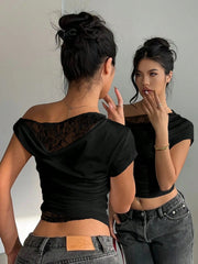 Simone Lace Draped Crop Top product view 19