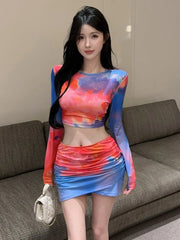 Model wearing the Zora Tie-Dye Skirt Co-Ord