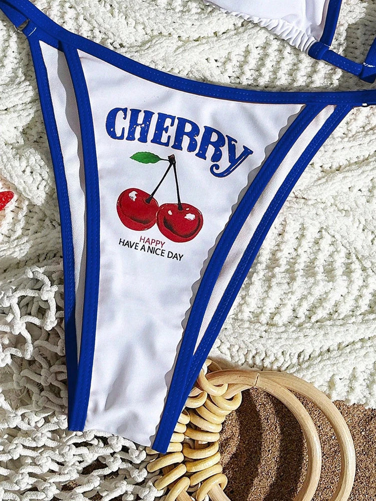 Model wearing the Ceri Cherry Bikini Set