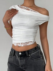 Simone Lace Draped Crop Top product view 11