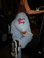 Estelle Embroidered Low-Rise Jeans — Luxe Bae product image