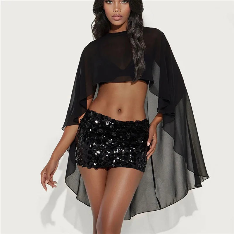 Seraphina Sheer Chiffon Cape product view 9