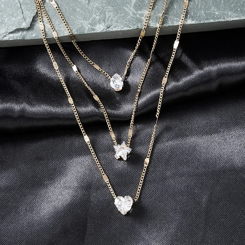 Delia Layered Crystal Necklace product view 3