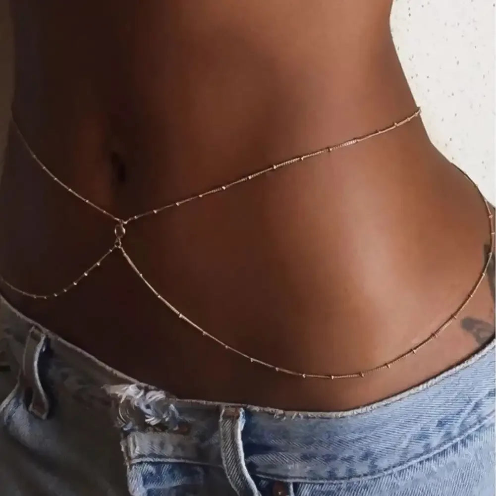 Model wearing the Gia Crystal Waist Chain