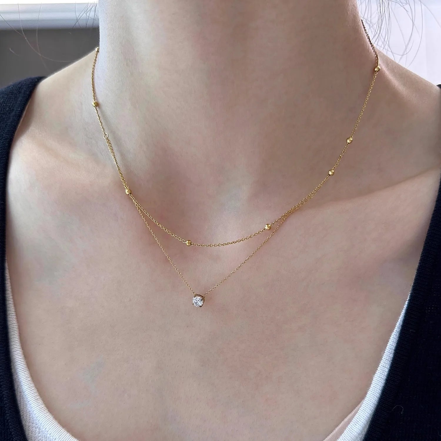 Cassia Layered Crystal Necklace product view 4