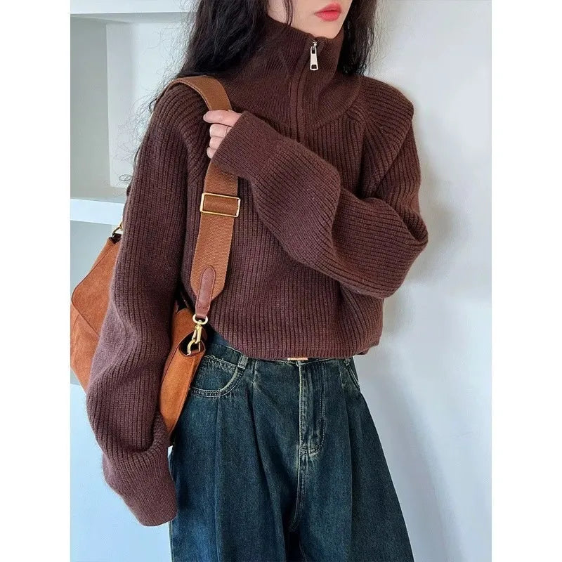 Model wearing the Esme Half-Zip Knit