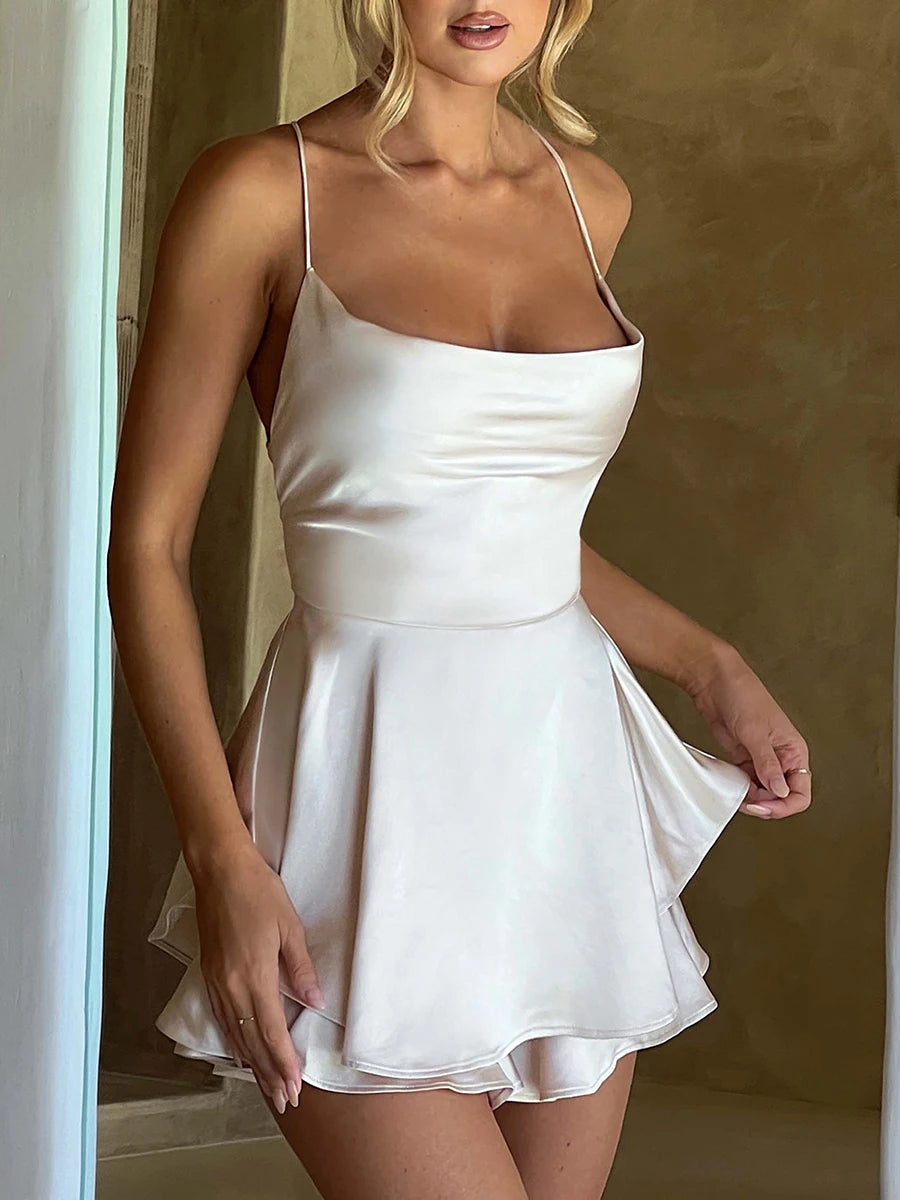 Noelle Satin Cowl Playsuit — Luxe Bae product image
