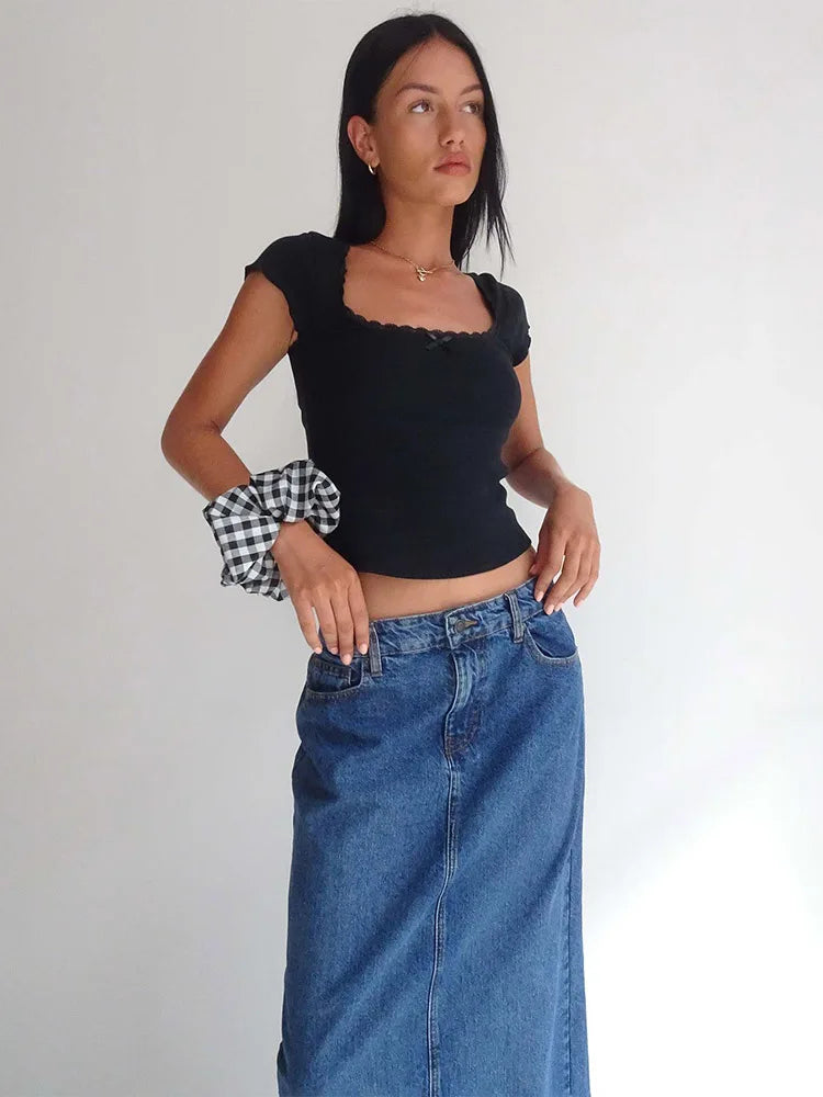 Romy Lace-Trim Baby Tee — alternate view 2