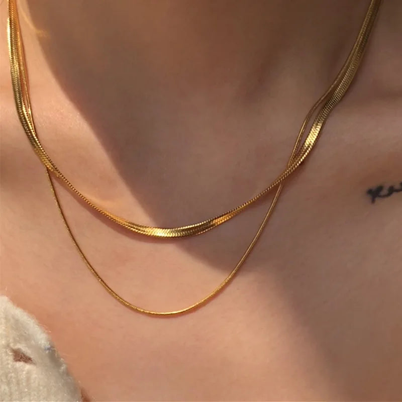 Nelle Double Snake Chain Necklace product view 8