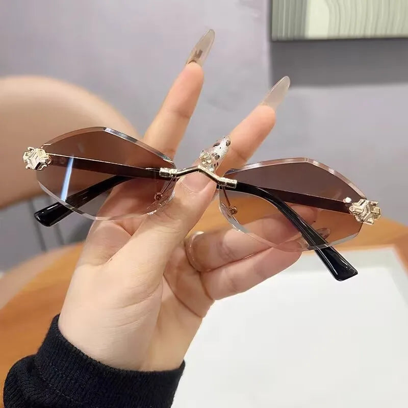 Gia Rimless Diamond Sunglasses — alternate view 5