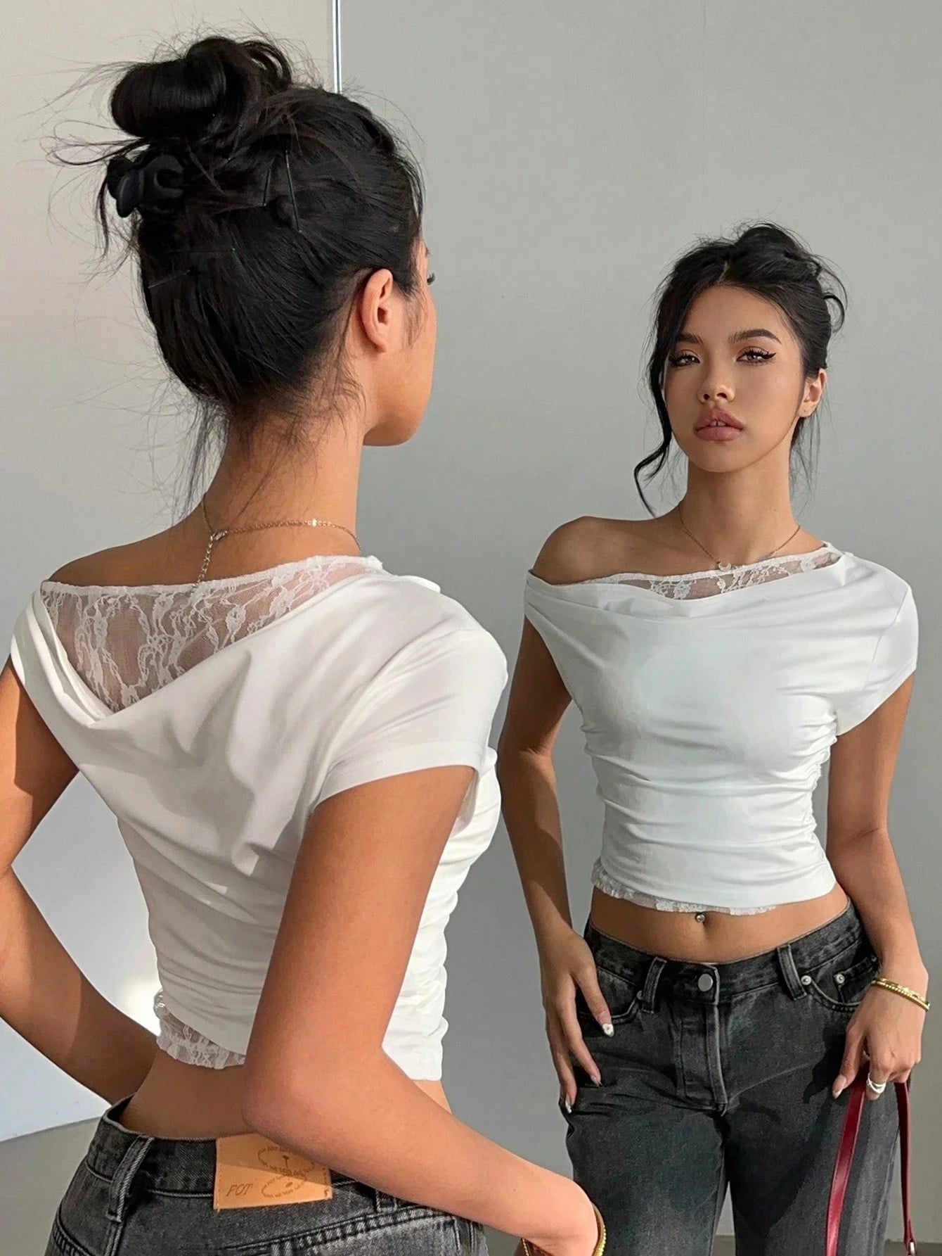Simone Lace Draped Crop Top product view 10