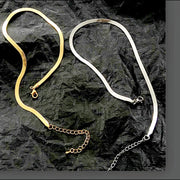 Model wearing the Nelle Double Snake Chain Necklace