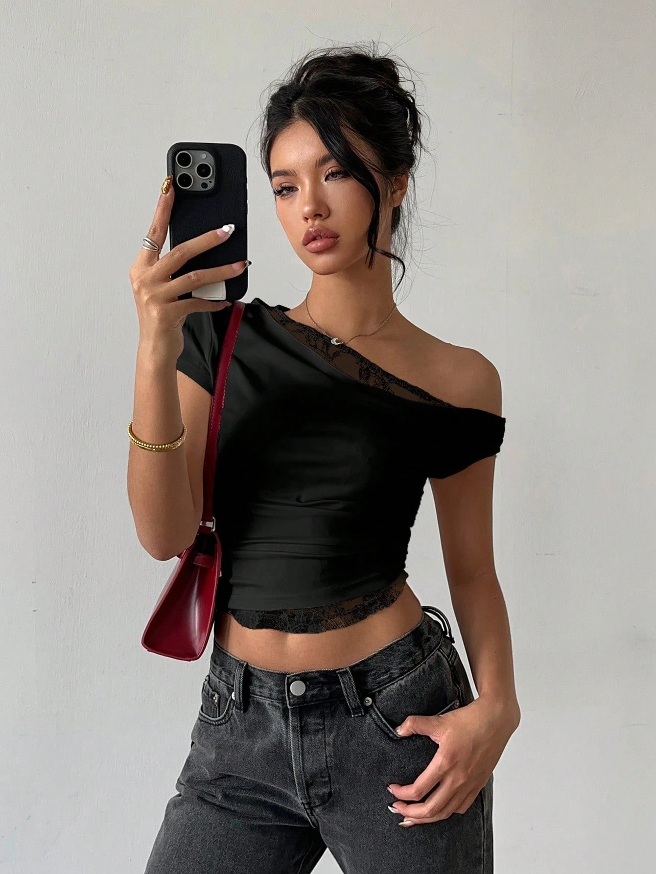 Simone Lace Draped Crop Top product view 17