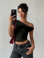 Simone Lace Draped Crop Top product view 17