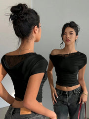 Simone Lace Draped Crop Top product view 16