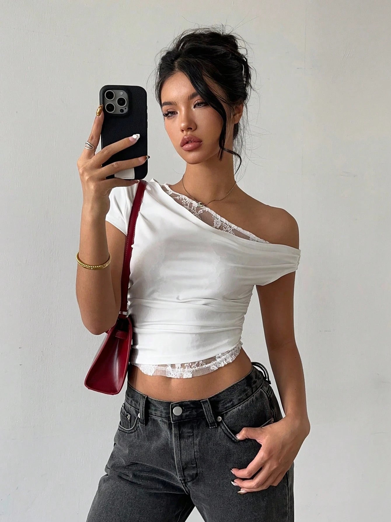 Simone Lace Draped Crop Top product view 2