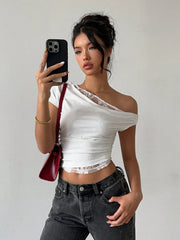 Simone Lace Draped Crop Top product view 8