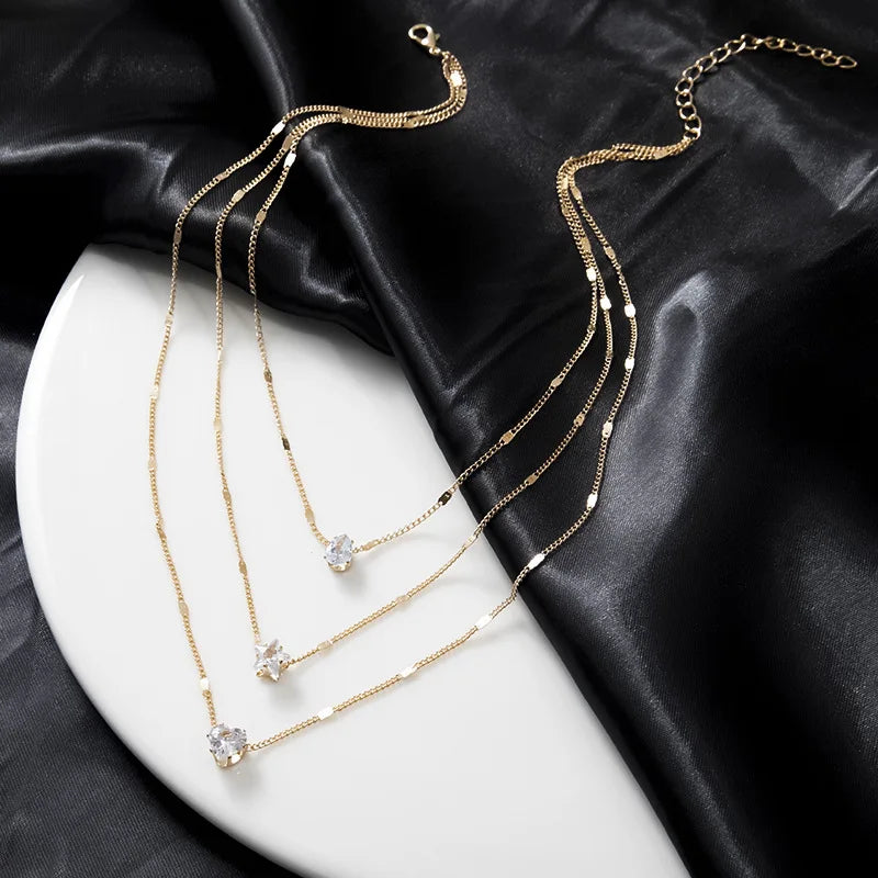 Delia Layered Crystal Necklace product view 4