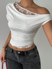 Simone Lace Draped Crop Top product view 12