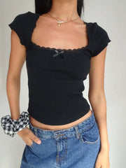 Romy Lace-Trim Baby Tee — alternate view 3