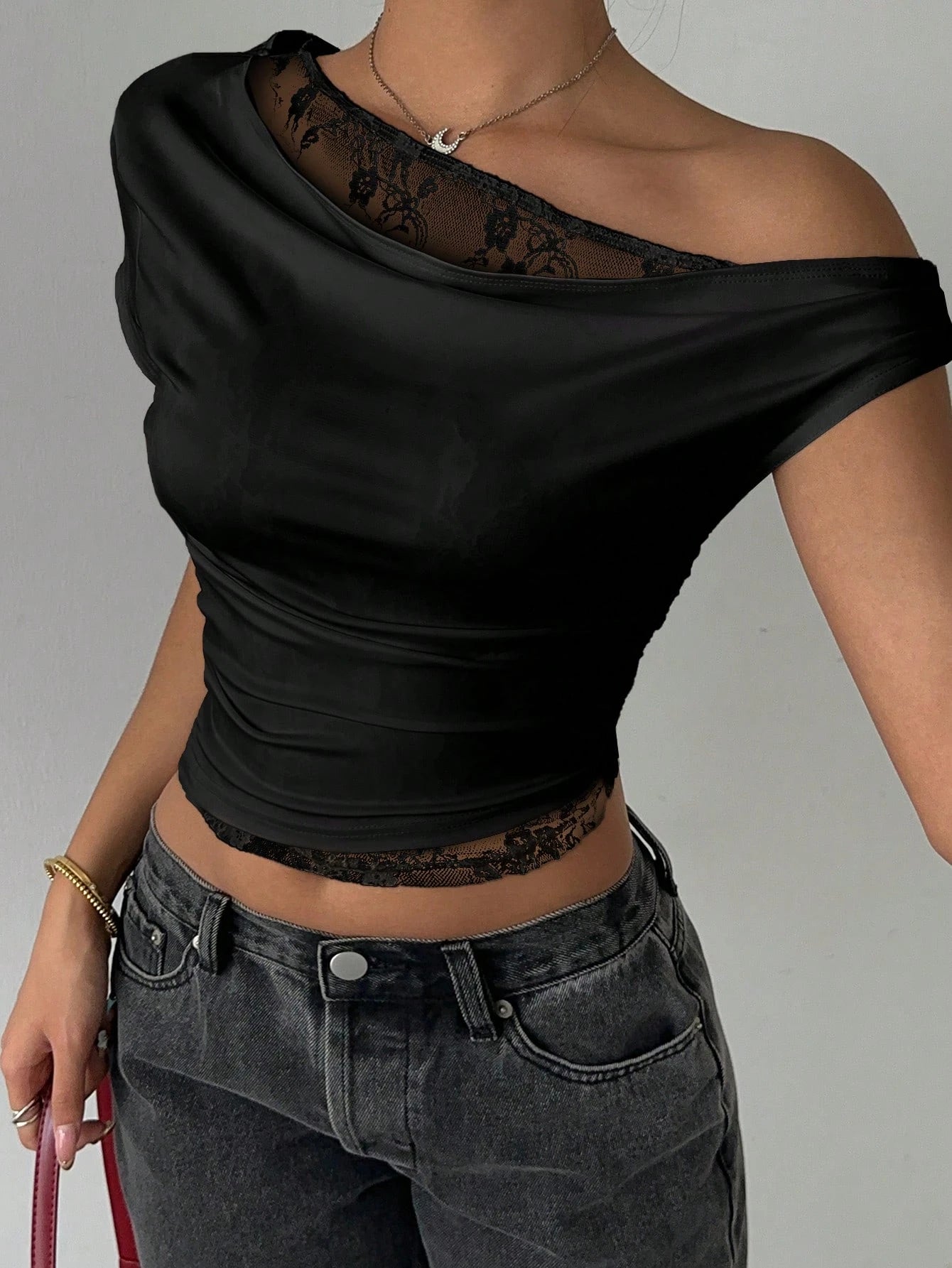 Simone Lace Draped Crop Top product view 14