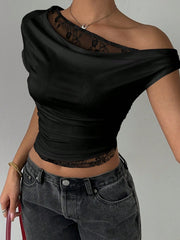 Simone Lace Draped Crop Top product view 14