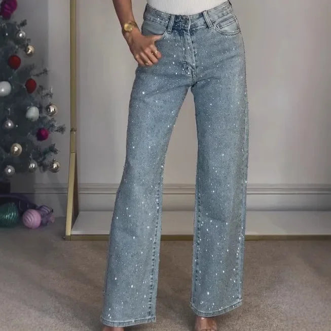 Valentina Crystal Straight Jeans — Luxe Bae product image