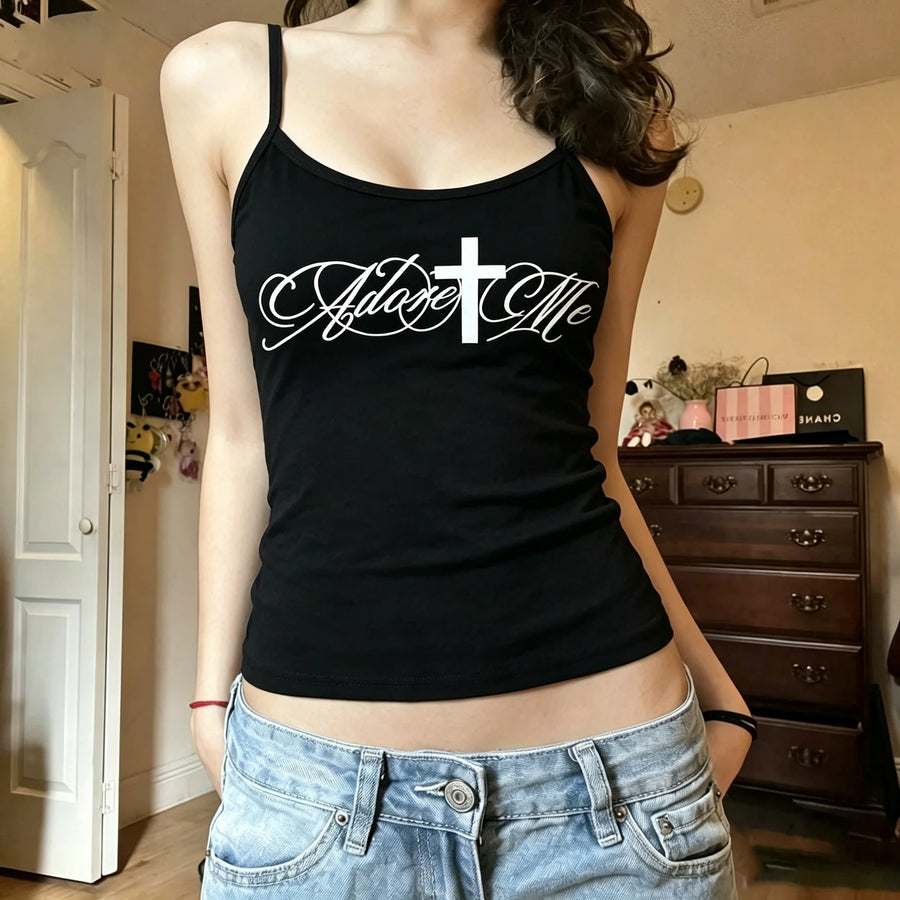 Model wearing the Sable Cross Graphic Cami Top
