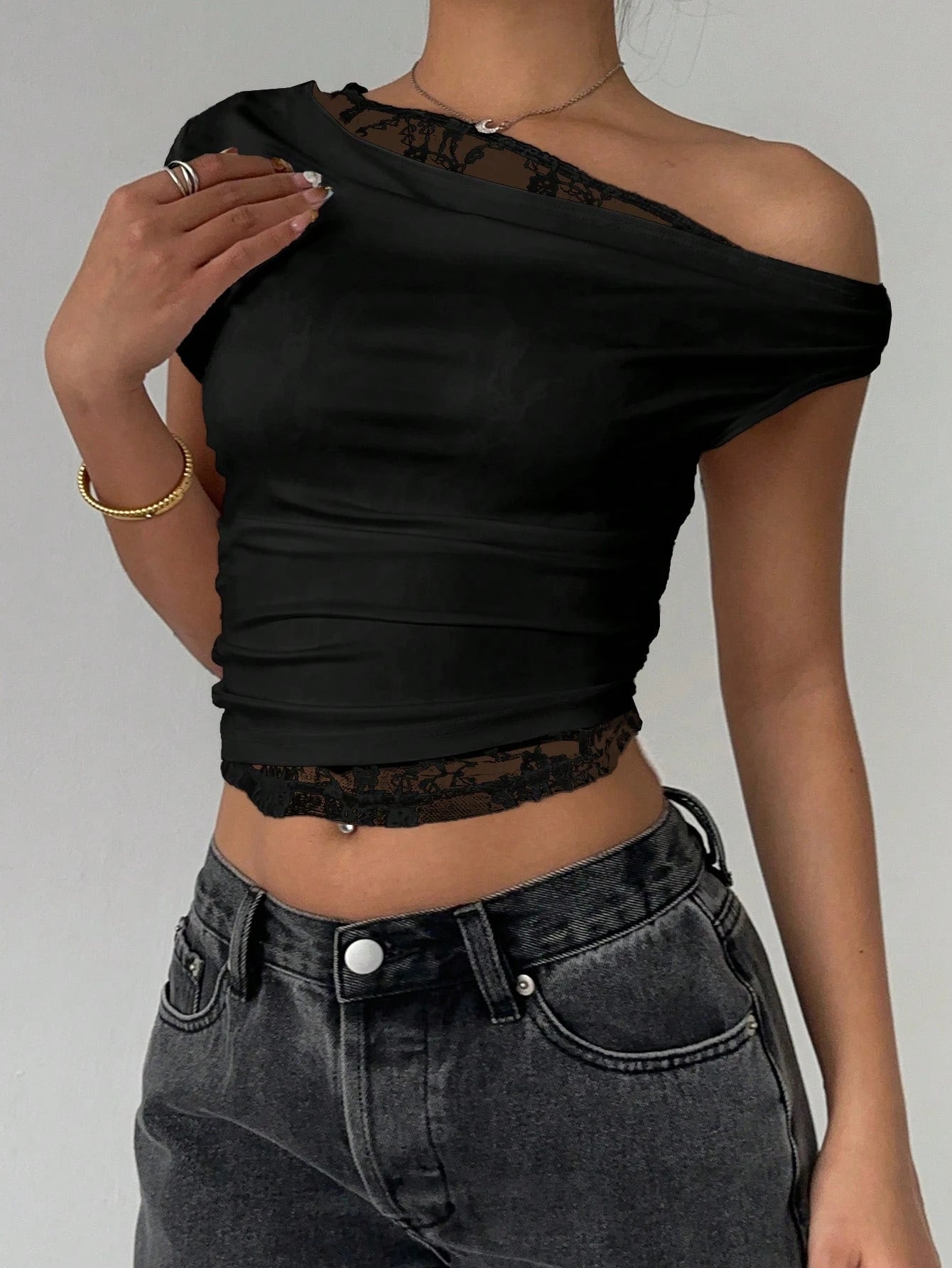 Simone Lace Draped Crop Top product view 18