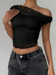Simone Lace Draped Crop Top product view 18