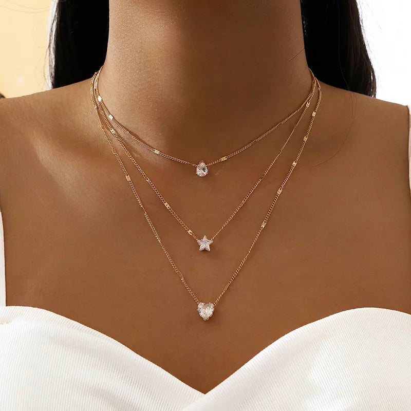 Delia Layered Crystal Necklace product view 15