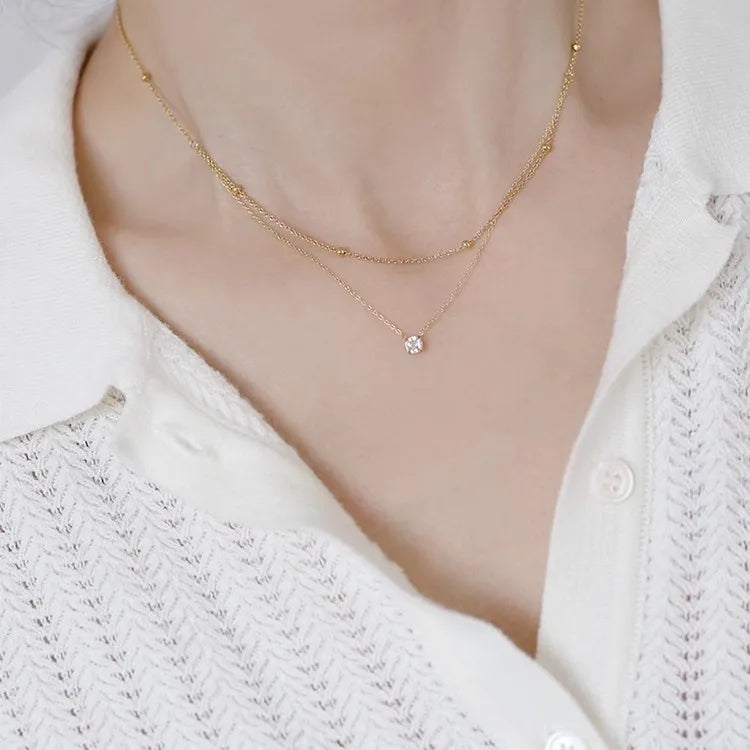Cassia Layered Crystal Necklace product view 9