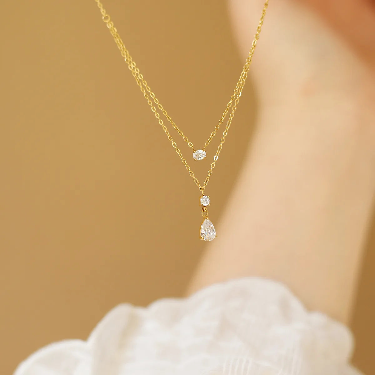 Cassia Layered Crystal Necklace product view 32