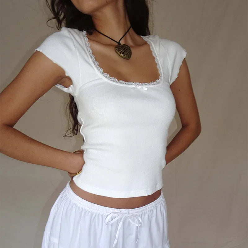 Romy Lace-Trim Baby Tee — alternate view 6