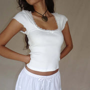 Romy Lace-Trim Baby Tee — alternate view 6